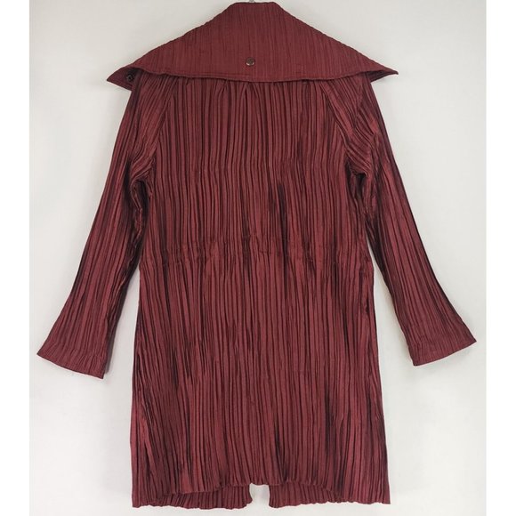 UBU Jacket Womens Small Burgundy Crinkled Retro Lightweight Full Zip Snap on - Picture 2 of 13